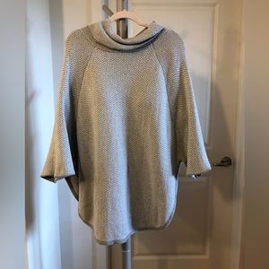 LOFT Poncho Sweater with Cowl Neck Size XS/S Grey